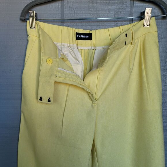 Express Linen Blend Pleated Ankle Super High-Rise Pants. Size S - Picture 6 of 12